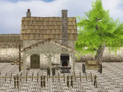 Medieval House Fantasy W2 PBR GameReady Low-poly 3D Model Low-poly 3D model