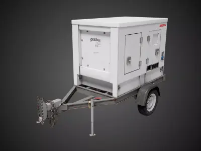  Mobile Trailer Generator Industrial Prop Low-poly 3D model