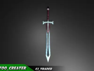 Modern Sword Fantasy Lowpoly 3D Model Low-poly 3D model