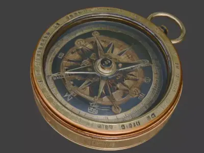 Steampunk Precision Clockwork Compass 3D Model Low-poly 3D model