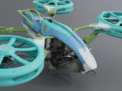 Futuristic quad copter drone Low-poly 3D model