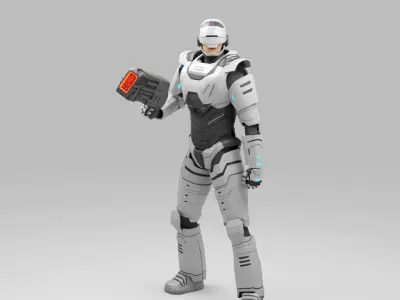 sci fi cap   rigged character 3D model