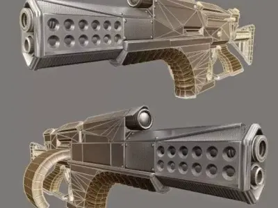 Sci-Fi Futuristic Blaster Rifle - Game Ready - 3D Print 3D print model