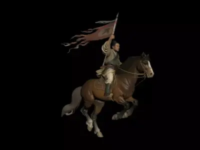 Flag  war horse 3D model