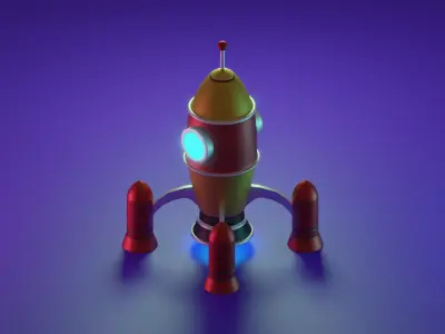 Cartoon Rocket Low-poly 3D model 5
