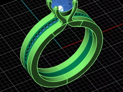 two part solitaire engagement jewelry ring 3D print model