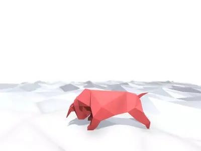 Origami Ox Low-poly 3D model