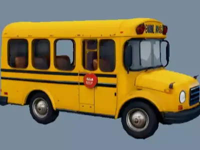 School Bus 3D Model Low Poly Game Ready PBR Textures 3D model
