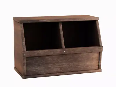 Wooden Storage Bin 03 Low-poly 3D model