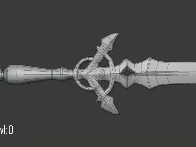 Fantasy Blue Lightning Sword Low-poly 3D model