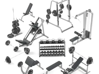 Large set for the gym by Bodysolid 3D model