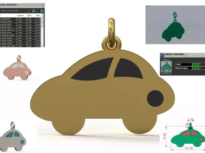 Plate Cartoon stl 3dm gold Car gp0254 3D print model purchase