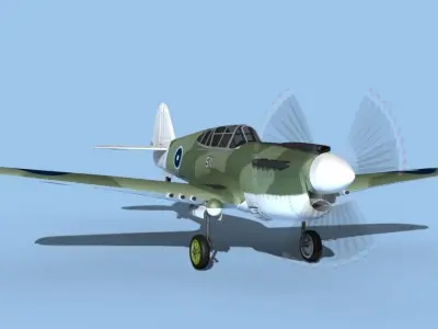 Curtiss P-40F Tomahawk V08 RAAF 3D model