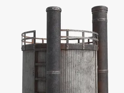 Rusty Industrial Tank v2 Low-poly 3D model