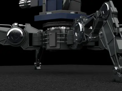 turret robot with machine gun Low-poly 3D model