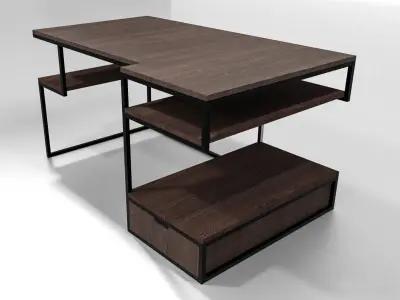 JOHN CARPENTER INDUSTRIAL WOOD OFFICE CABINET DESK  Low-poly 3D model