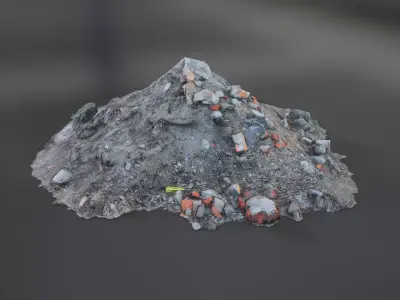 Lowpoly scan a pile of mud bricks Low-poly 3D model