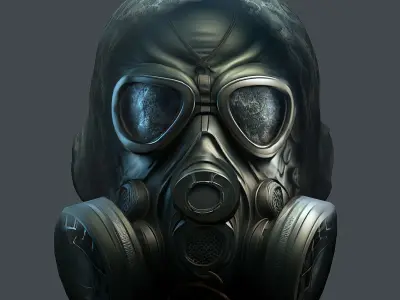 Gas mask helmet 3d model military combat Low-poly  Low-poly 3D model 4
