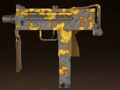 Three stylized Mac-10 PBR game ready Low-poly 3D models Low-poly 3D model