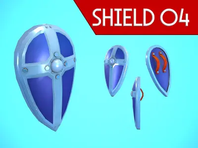 SHIELD 04 - METAL CARTOON STYLIZED Low-poly 3D model