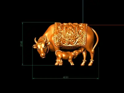 cow small litle cow eating milk part 2 3D print model