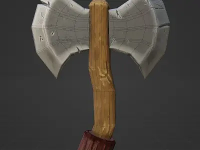 Stylized Low Poly PBR Axe  Game Ready Low-poly 3D model