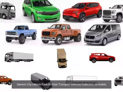 Generic City Vehicle Pack 9 Urban Transport Vehicles Collection