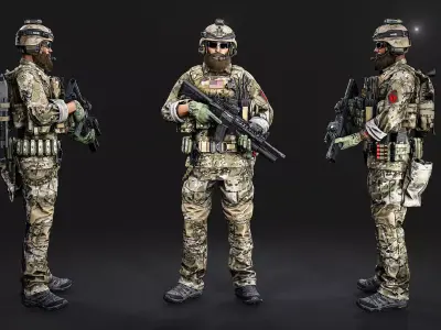 Modular US Special Forces Soldier Low-poly 3D model
