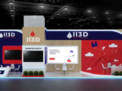 Exhibition Stand Stall Two Side Open 12X3 3D model