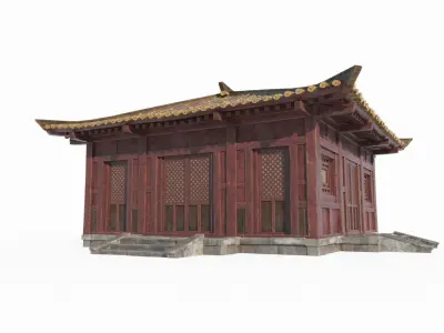 Asian ancient architecture single room 3D model