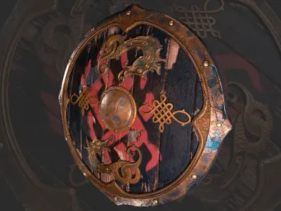 Round Viking Shield Copper 3D model