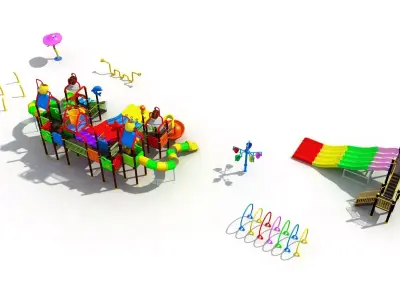 Kids outdoor commercial play structure 3D model 3D model 28