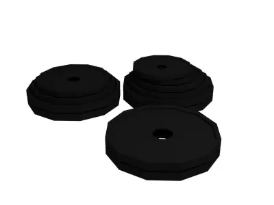 Low Poly Gym Pack Weights Barbel Bench Train workout room Low-poly 3D model