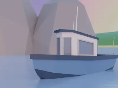 Low Poly Fishing Boat Low-poly 3D model purchase