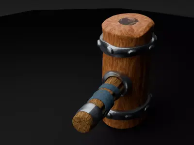 Medieval Wooden Hammer 3D model
