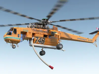 Sikorsky S-64 Skycrane Firefighting Helicopter 3D model