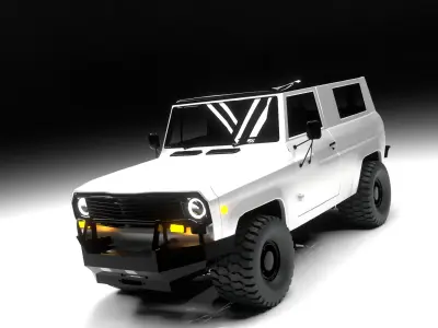 Retro 4x4 Off Road SUV Rigged Game Ready Low-poly 3D model