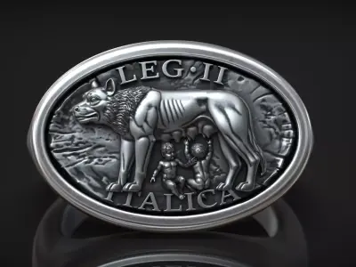 Roman Legion Italica Shewolf Romulus Remus Antique Ring 3D print model