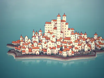 Town11 city on island 3D print model