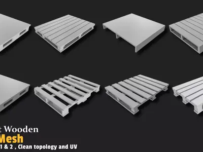 Wooden Pallet Low-poly 3D model 8