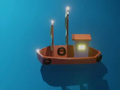 Low Poly Boat Water 3D Model Low-poly 3D model