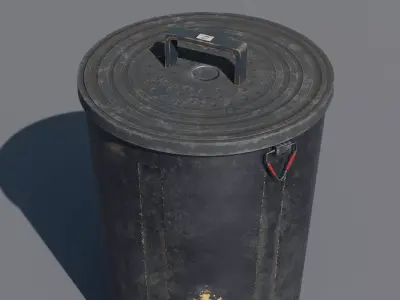Garbage can Aged PBR Low-poly 3D model