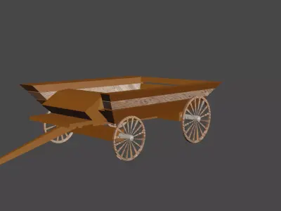 Vintage wooden waggon 3D model