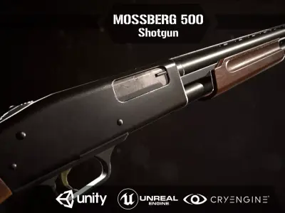 Mossberg 500 Shotgun Low-poly 3D model