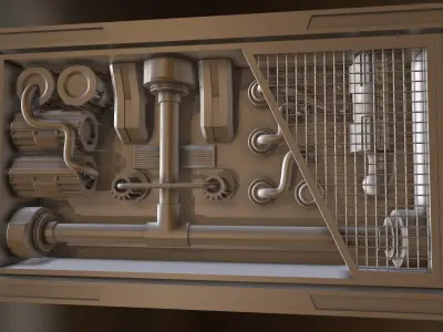Sci fi Interior Wall Greeble - Module Low-poly 3D model
