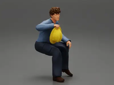 Industrial worker relaxing 3D print model