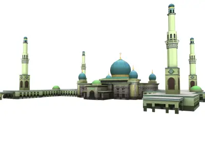 mesjid agung pekanbaru - mosque pekanbaru Low-poly 3D model