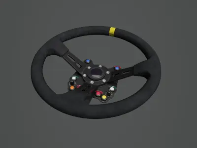 Steering Wheel 01 - Variation C - Black Stiches Low-poly 3D model