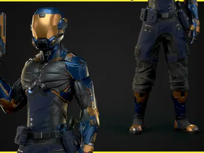 Modular Sci-fi Character 02 Low-poly 3D model