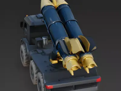 Golden-Salvo Tactical Missile Truck 3D Model Low-poly 3D model